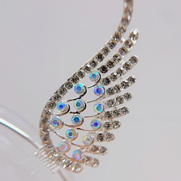 Angel wings headband, silver halo crown, Flower girl headpiece, Fairy halo crown - Picture 5 of 6